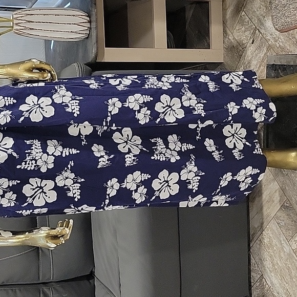 Vintage Hawaiian Ui Maikai Blue & White Floral Maxi Mu Muu Dress Size M - Picture 3 of 9